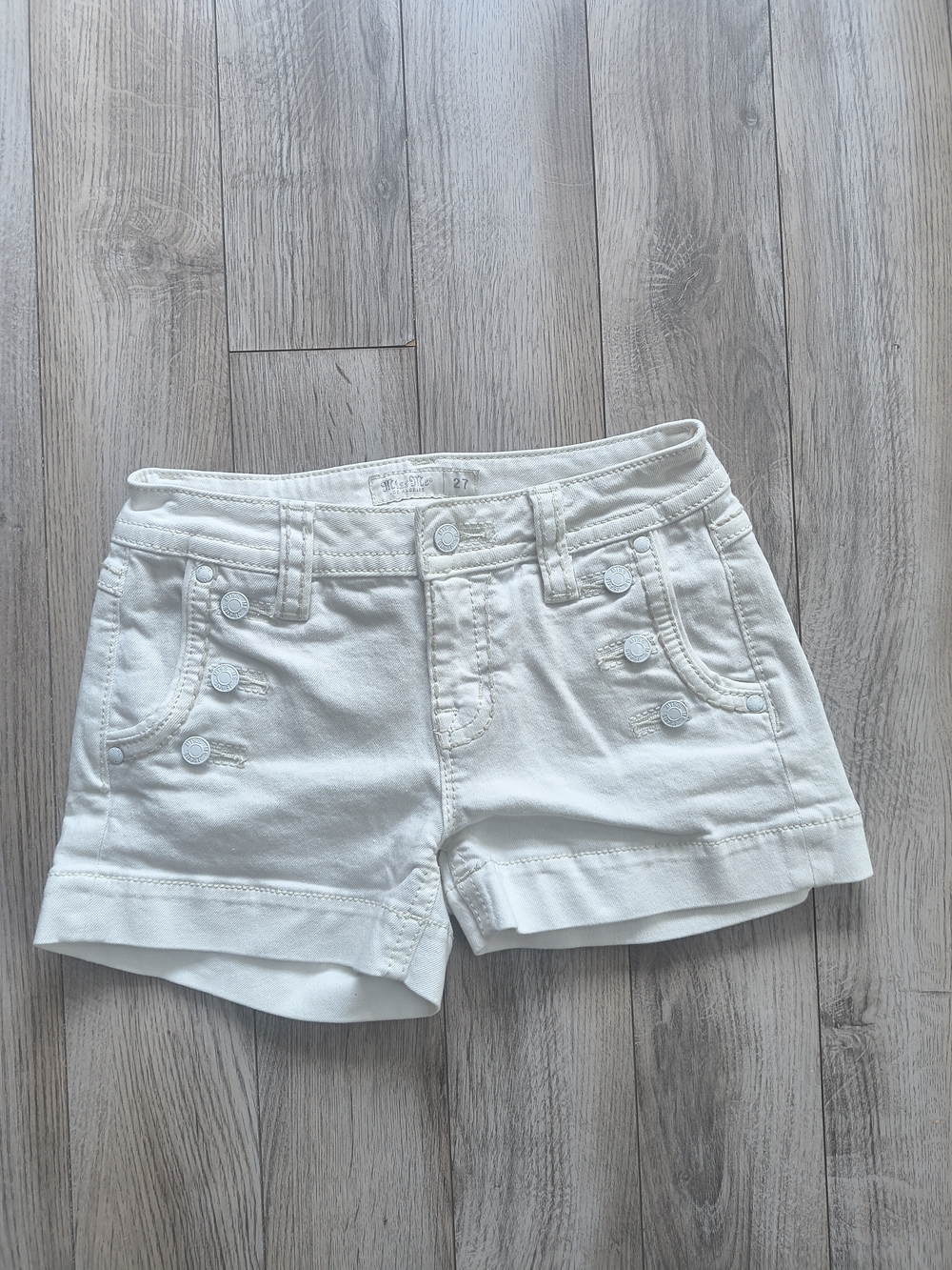 Miss Me White Cotton Jean Shorts